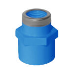 LESSO Female Thread Reducing Straight Coupling (with Stainless Steel Clamp), PVC-U Water Supply Fitting, Blue, dn25×RC1/2"