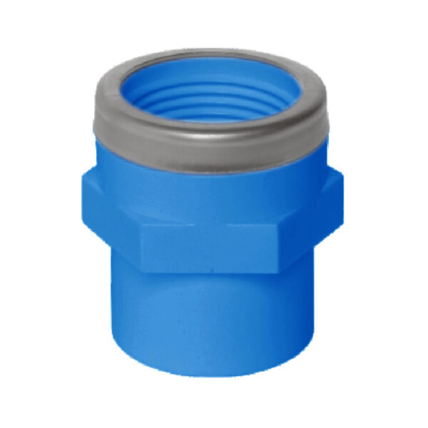 LESSO Female Thread Straight Coupling (with Stainless Steel Clamp), PVC-U Water Supply Fitting, Blue, dn20×RC1/2"