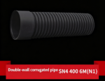 LESSO HDPE Double-Wall Corrugated Pipe (With Socket 02) Black SN4 400 6M(N1) - Image 3