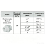 LESSO Double Male Thread Direct Coupling (PVC-U Fittings for Water Supply), Blue, DN3/4" - Image 2