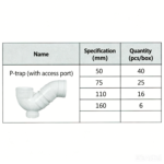 LESSO P-type Trap (With Cleanout) PVC-U Drainage Fitting White dn160 - Image 2