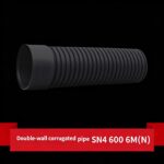 LESSO HDPE Double-Wall Corrugated Pipe (With Socket 02) Black SN4 600 6M(N) - Image 3