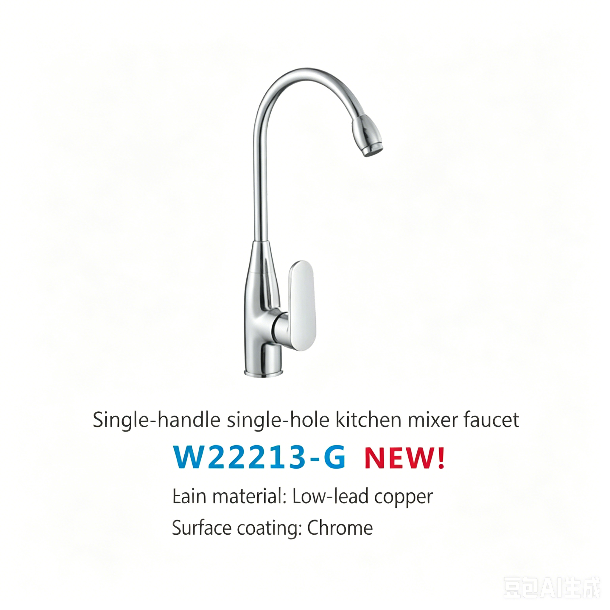 90a1d7d2-25d2-4da8-8c2c-dc67bed3980b LESSO Single Lever Single Hole Mixer Kitchen Faucet W22213(LS) - Image 1